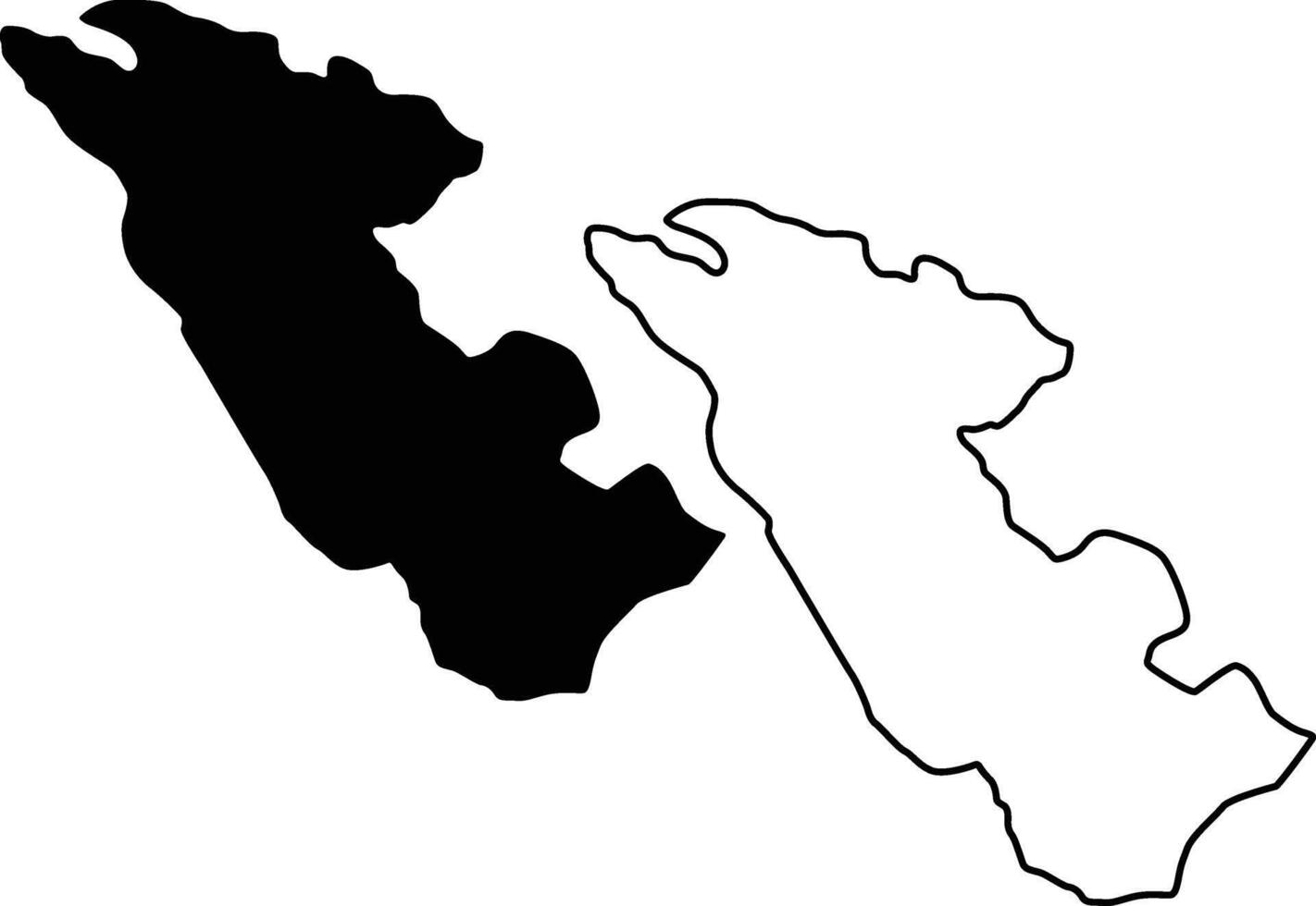 Map of Natanz Isfahan Province Iran Silhouette Flat and Outline Design vector