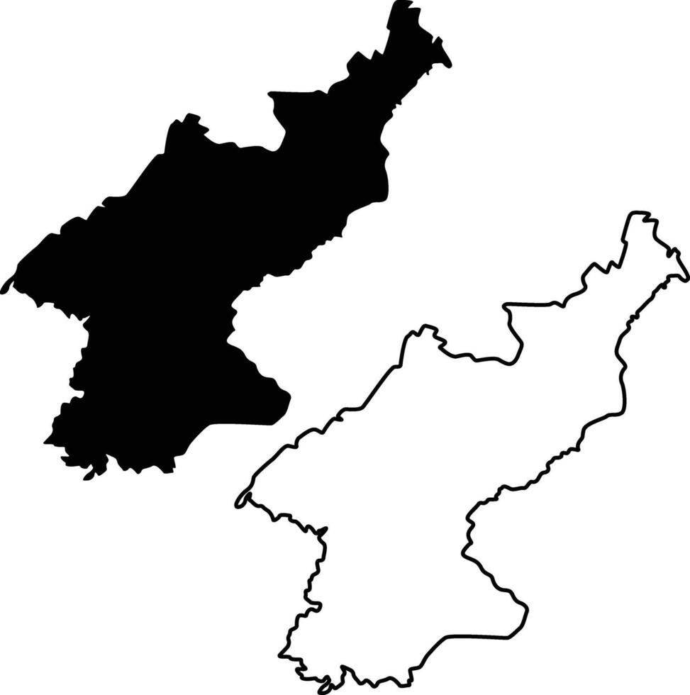 Map of North Korea Silhouette Flat and Outline Design vector
