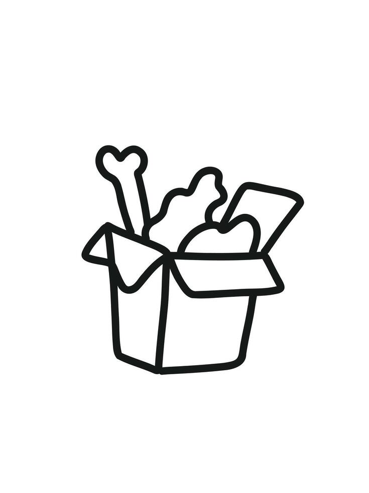 fast food box with chicken leg, takeaway meal container vector