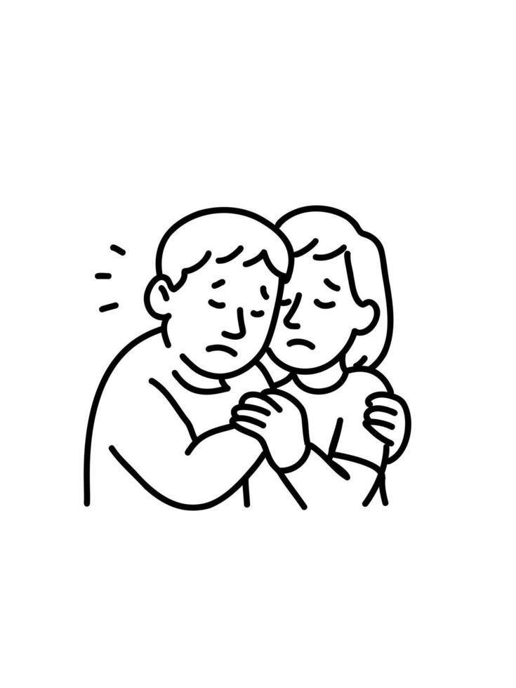 Sad man and woman hugging vector