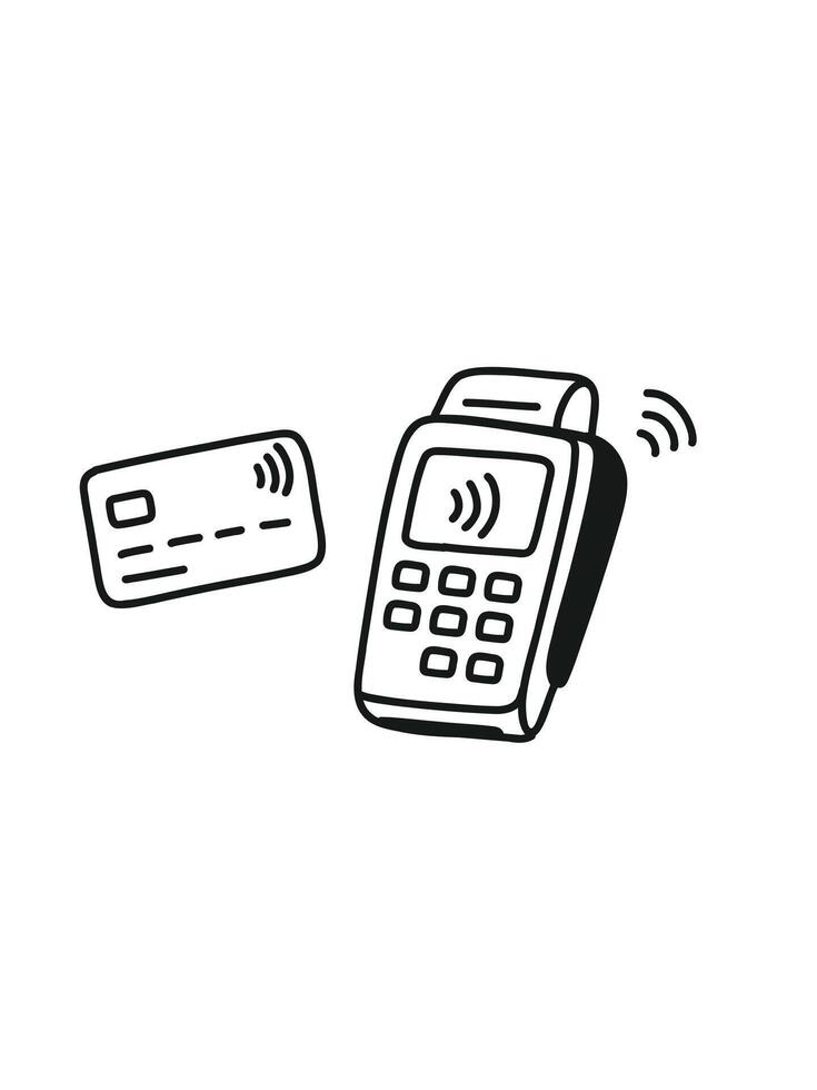 payment with pos reader, card transaction icon vector