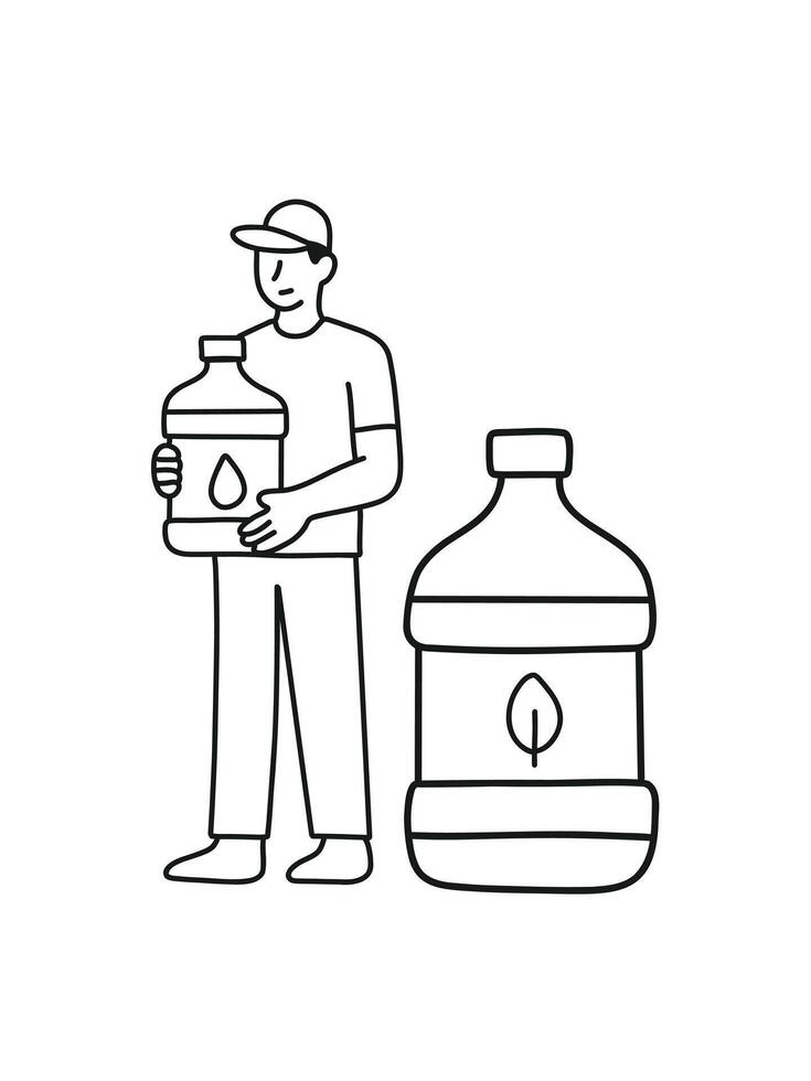 water delivery service, water courier with bottles vector