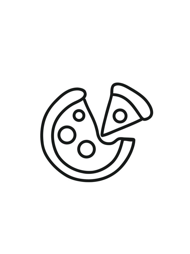 pizza with slice icon, fast food outline icon vector