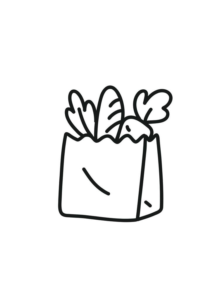 grocery paper bag, vegetable delivery bag vector