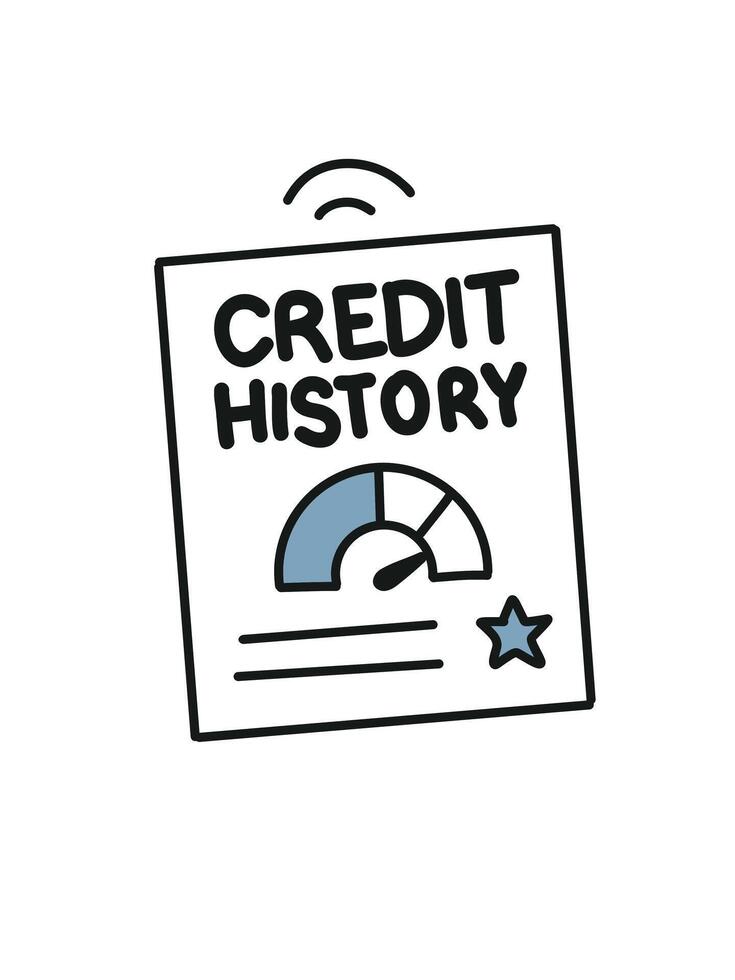 Credit history document in doodle style vector