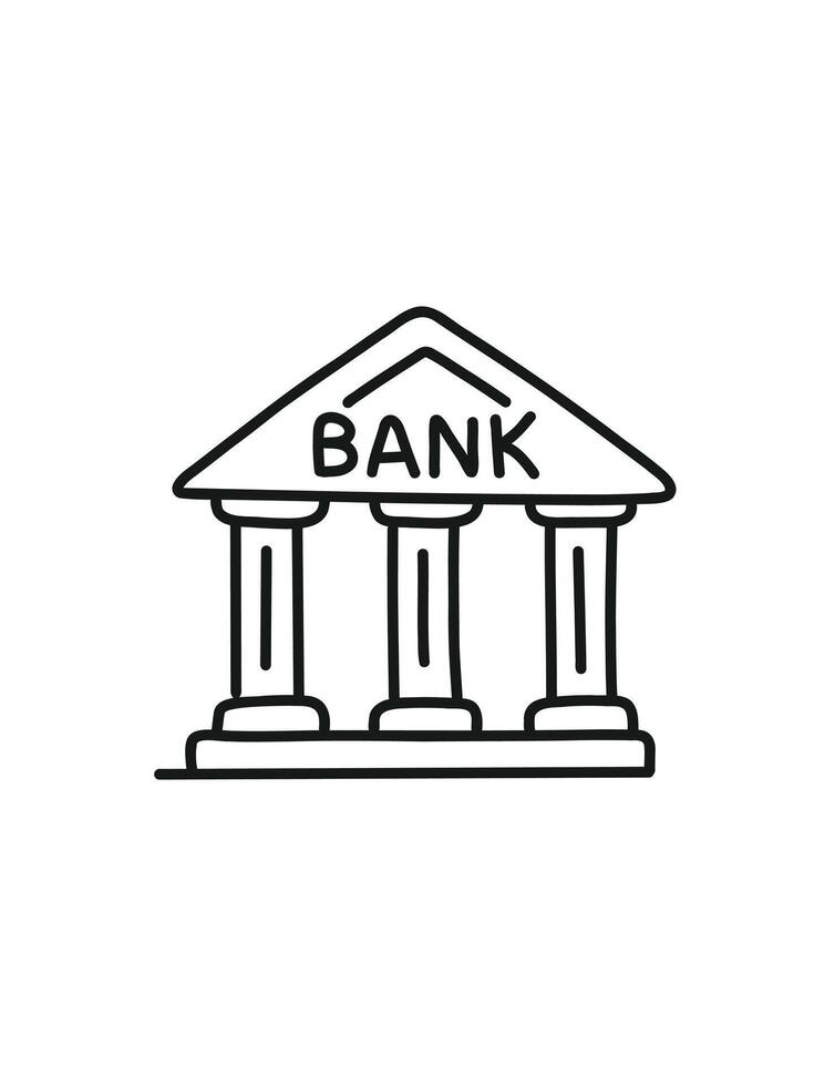 Bank building in doodle style vector