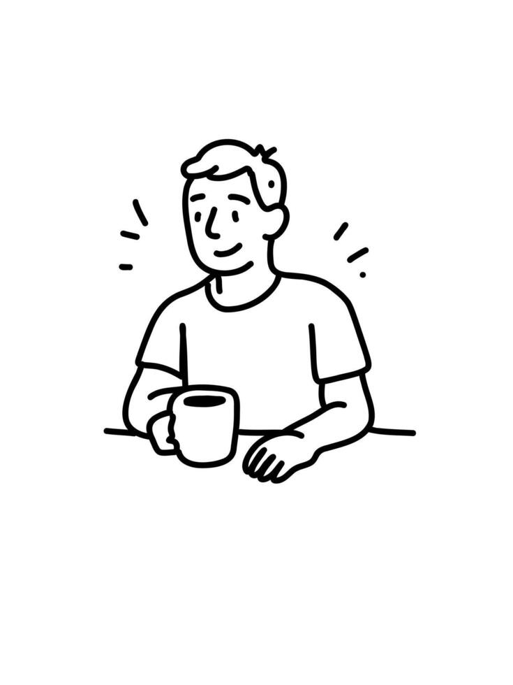 Man drinking coffee. Morning with a cup of coffee vector