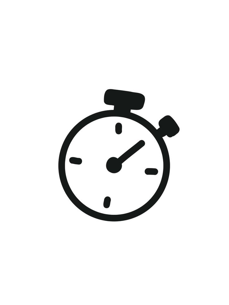 Stopwatch in doodle style. Timer symbol in doodle graphic vector