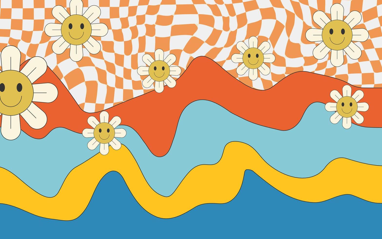 Psychedelic y2k retro background swirl. illustration. vector