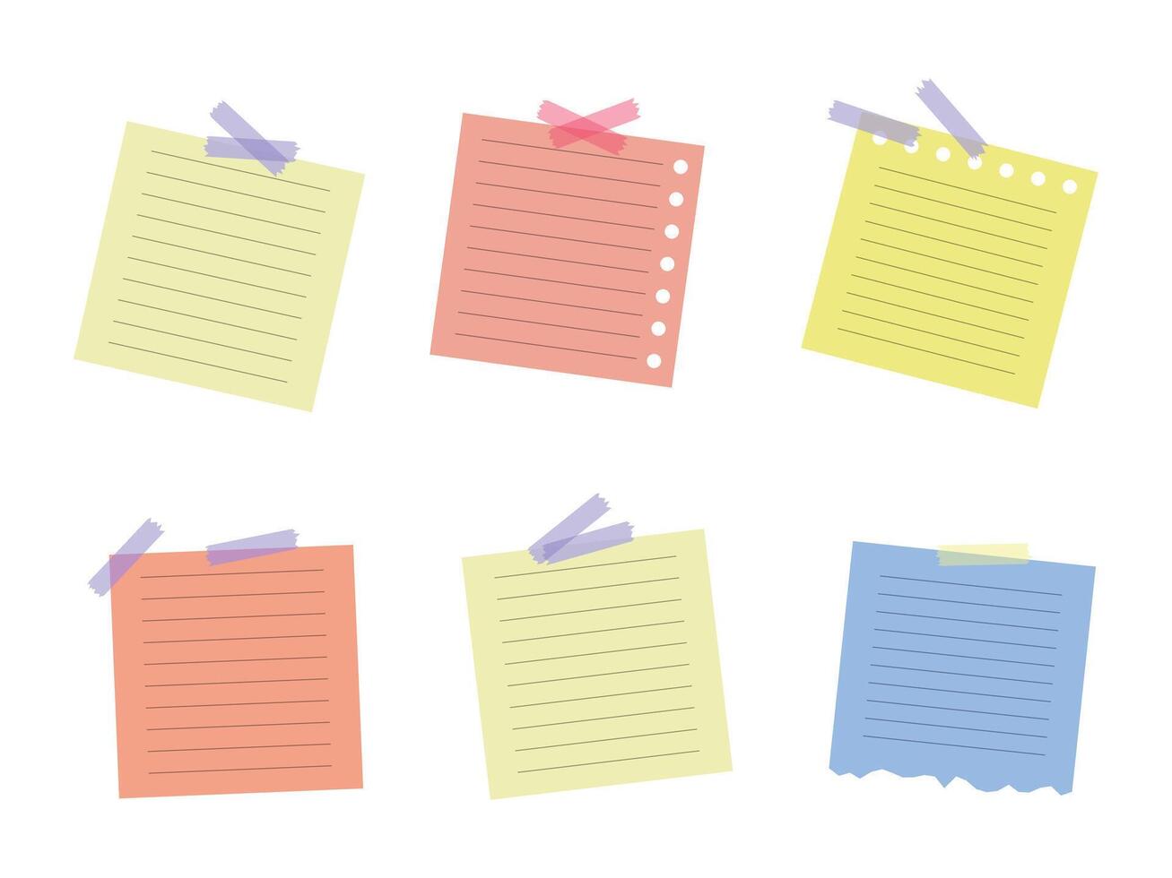 Set of various paper stickers notes. illustration. vector