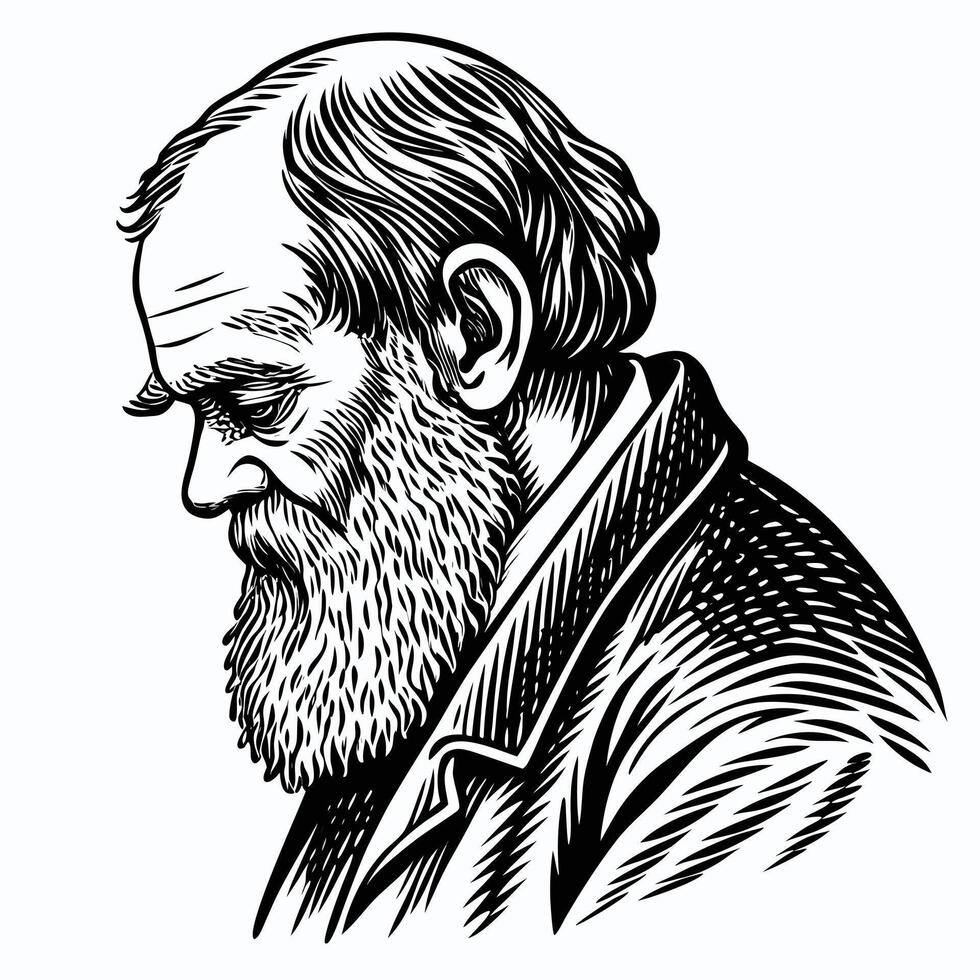 The Philosopher Silence Bearded Man in Thought vector