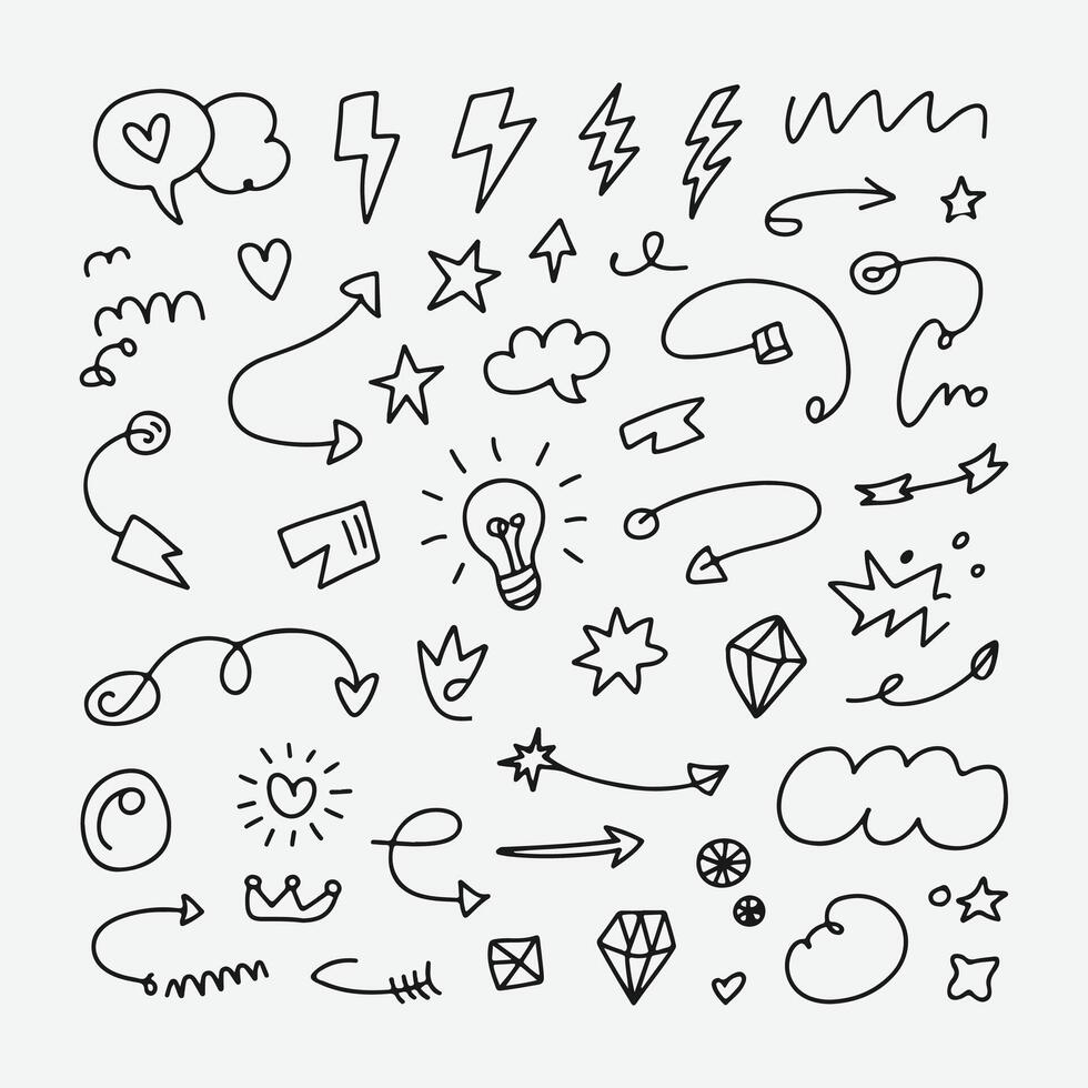 Hand drawn set of abstract doodle elements vector