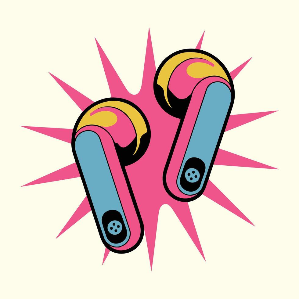 retro earbuds design vector