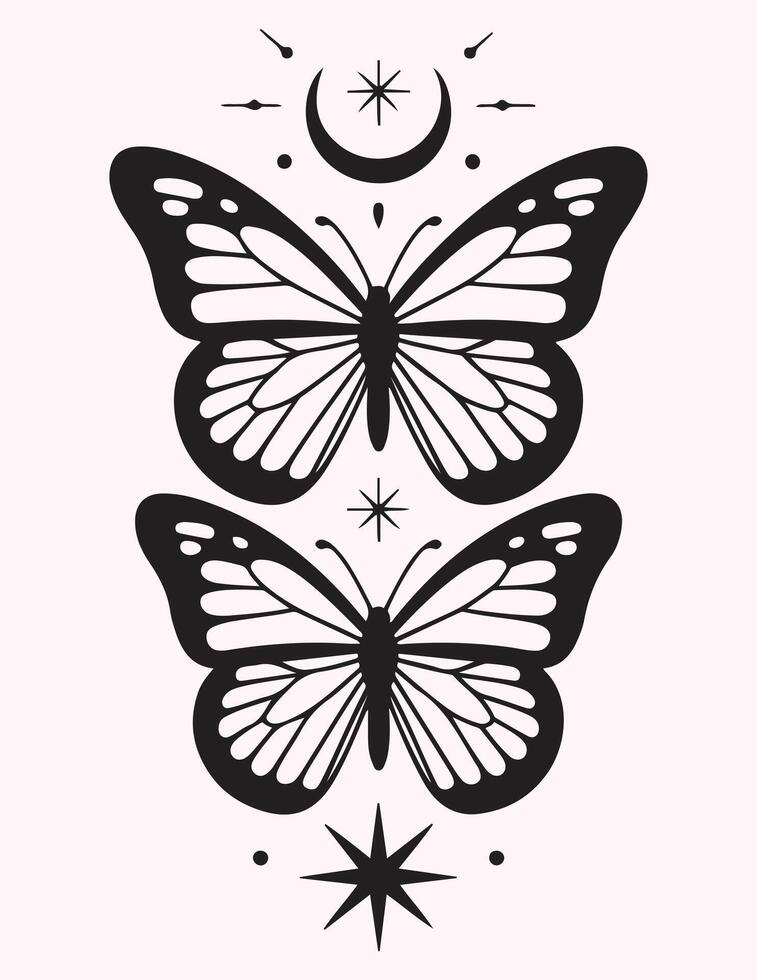 Trendy aesthetic illustrations in boho style. vector