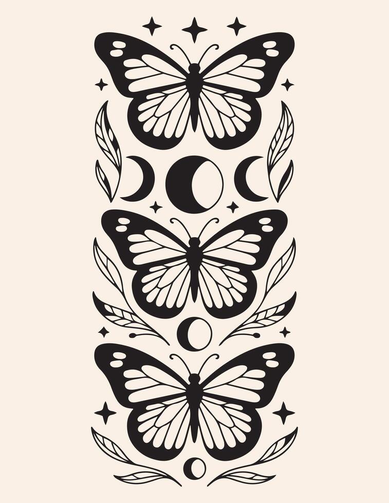 illustration with hand drawn butterfly vector