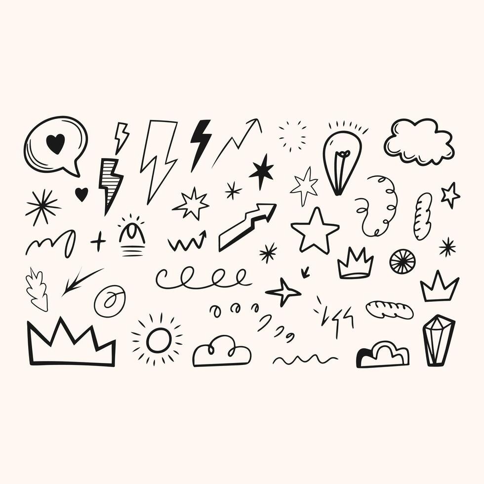 Hand Drawn Simple Elements Set Sketch vector