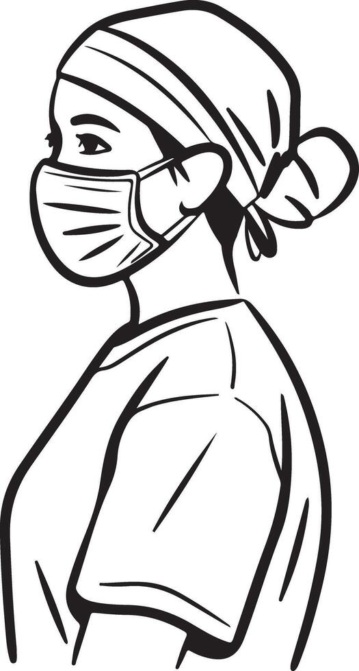 Doctor wearing a mask sketch character vector