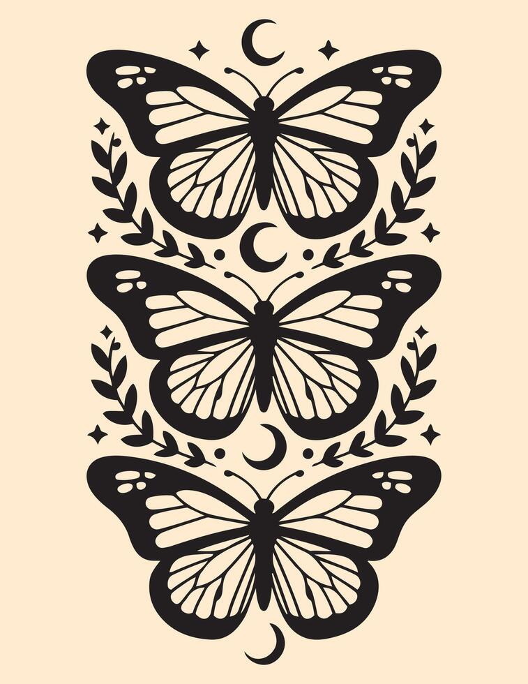Butterfly and moon vector