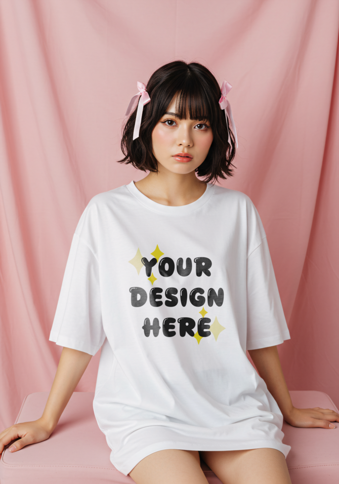 Modern Tee Mockup Featuring a Woman with Short Hair psd