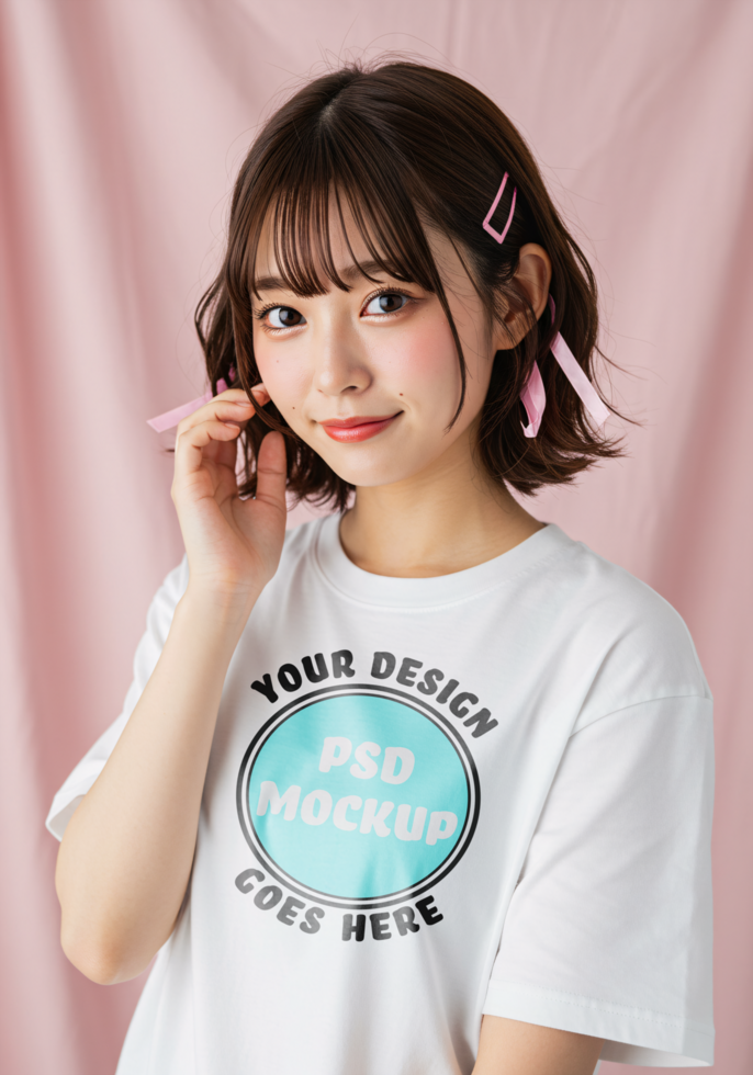 Print on Demand Shirt Mockup with a Stylish Posing Model psd