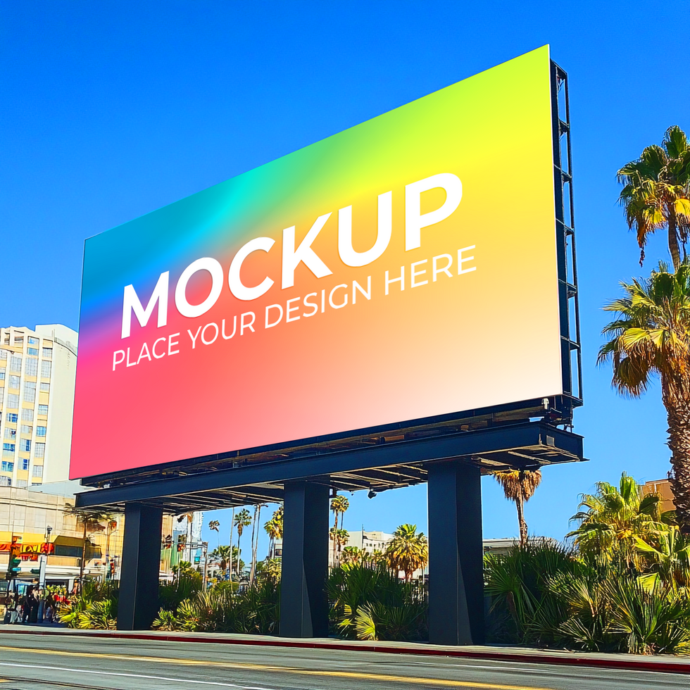 Real Billboard in Fast-Paced City Setting psd