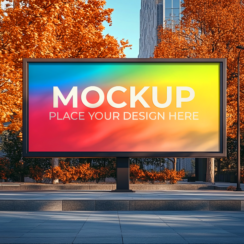 Billboard Mockup Autumn Cityscape Advertising Template psd