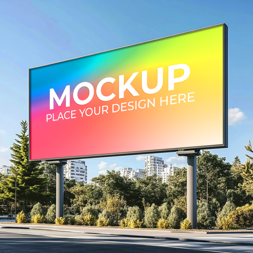 Lively Billboard Scene in Urban Twilight psd