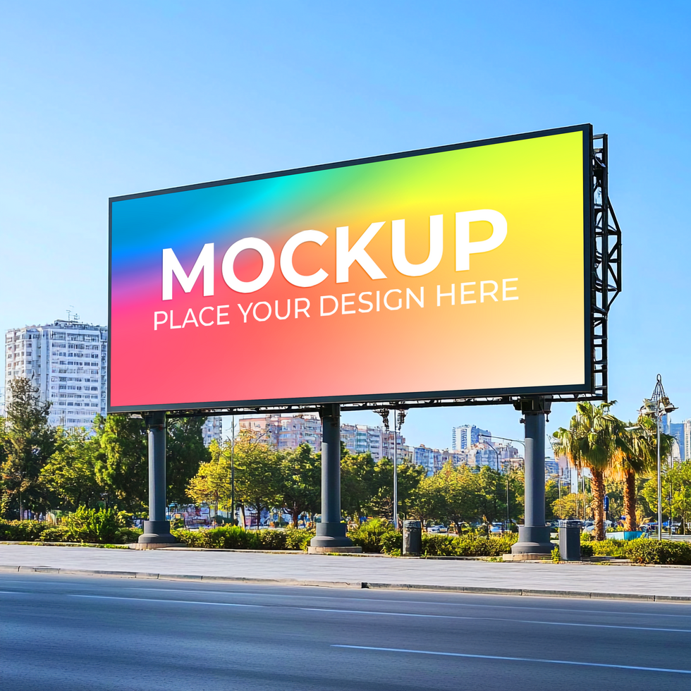Billboard Mockup Colorful LED Screen in Urban Setting psd