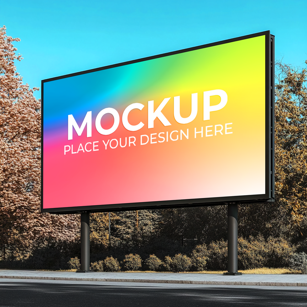 Billboard Mockup Vibrant Outdoor Advertising Design Template Colorful Background Large Format Display psd