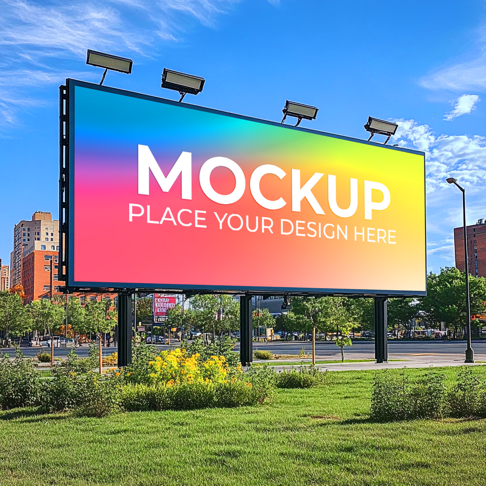 Urban Billboard Showcase with Glowing Lights psd