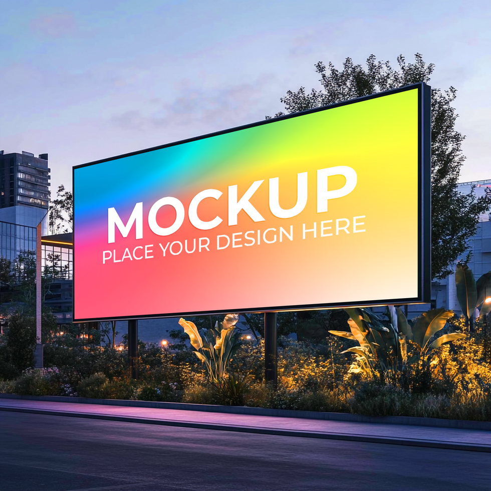 Realistic Billboard Design with Night Traffic psd