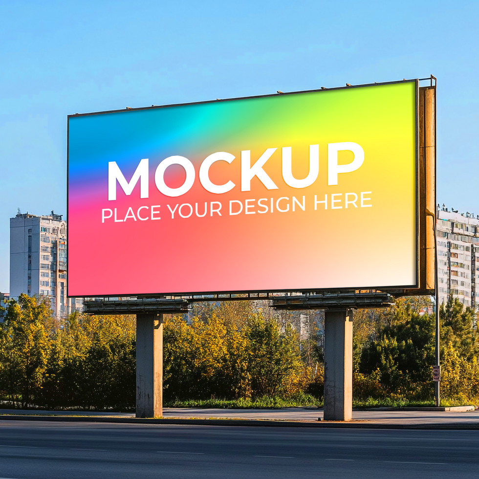 Billboard Mockup Colorful Gradient Design for Urban Advertising psd