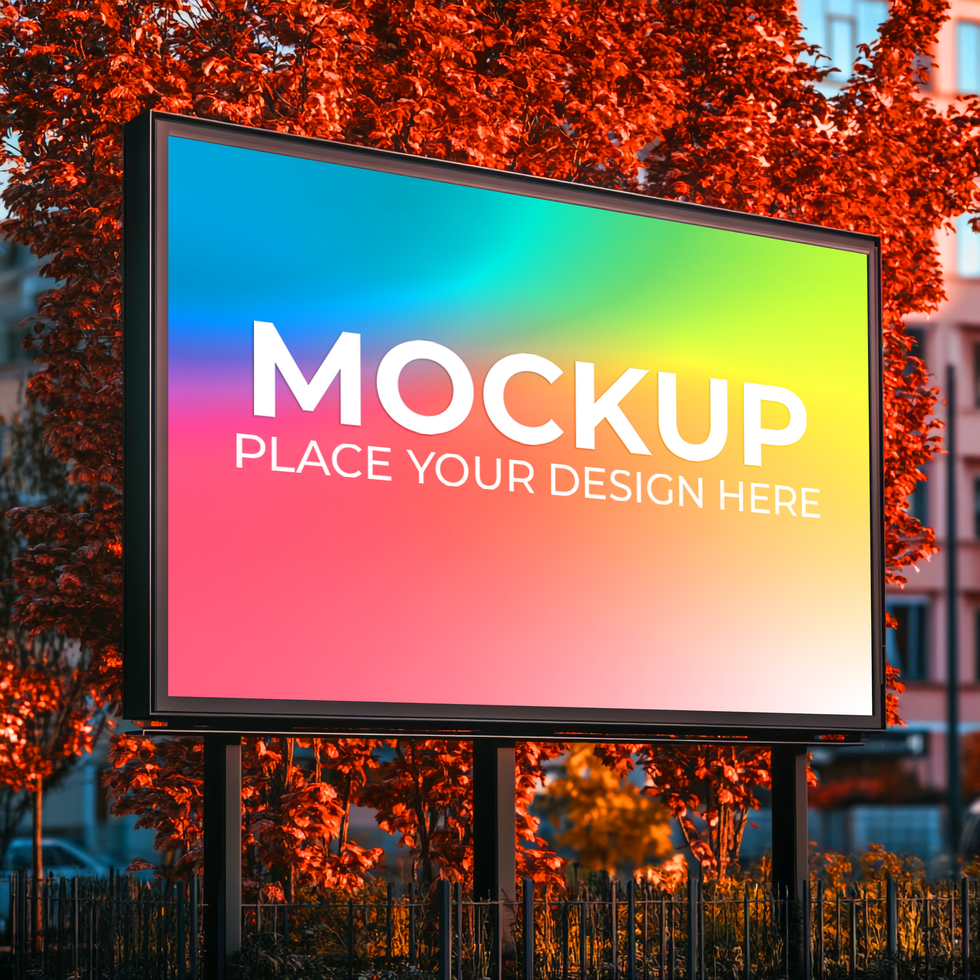 Billboard Mockup Vibrant Autumn Scene psd