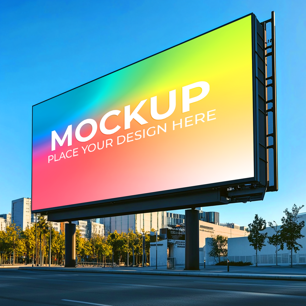 Urban Billboard Mockup with Evening Lights psd