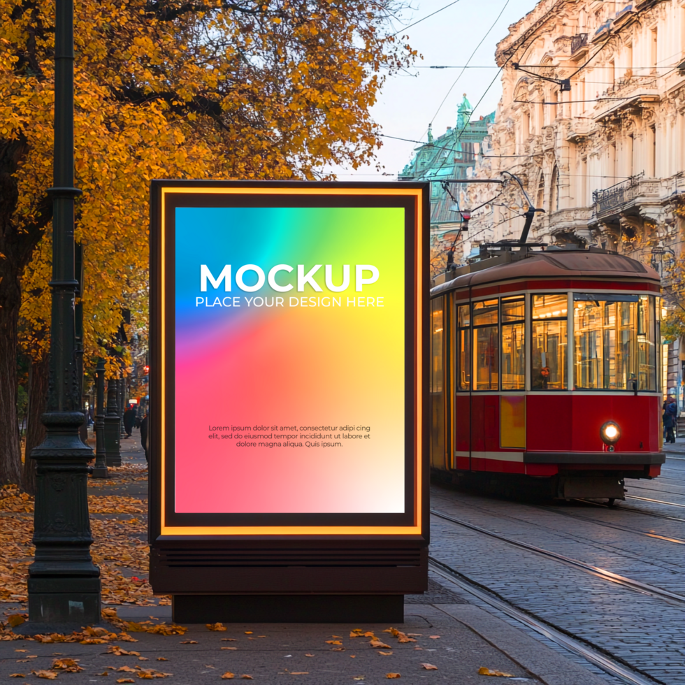 Vibrant City Street Poster Mockup Perfect for Advertising Campaigns psd