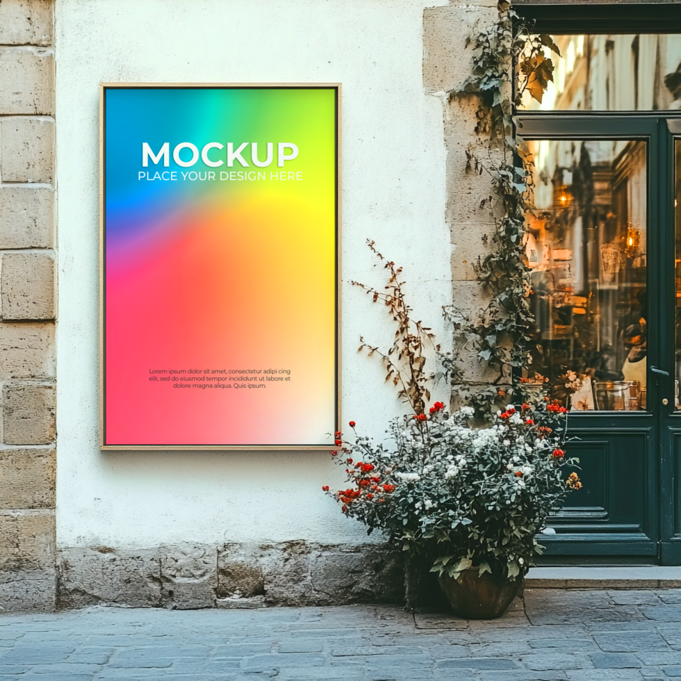 Vibrant Rainbow Poster Mockup on Building Exterior psd