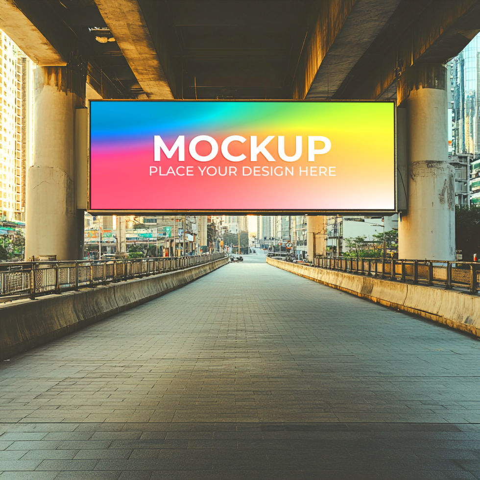Billboard Mockup Urban Cityscape Advertising Template psd
