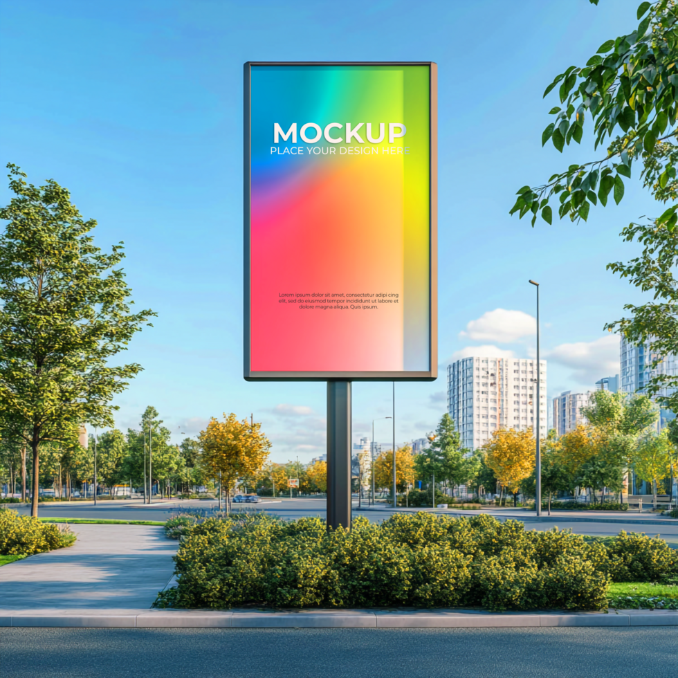 Vibrant Billboard Mockup Modern City Advertising Display psd