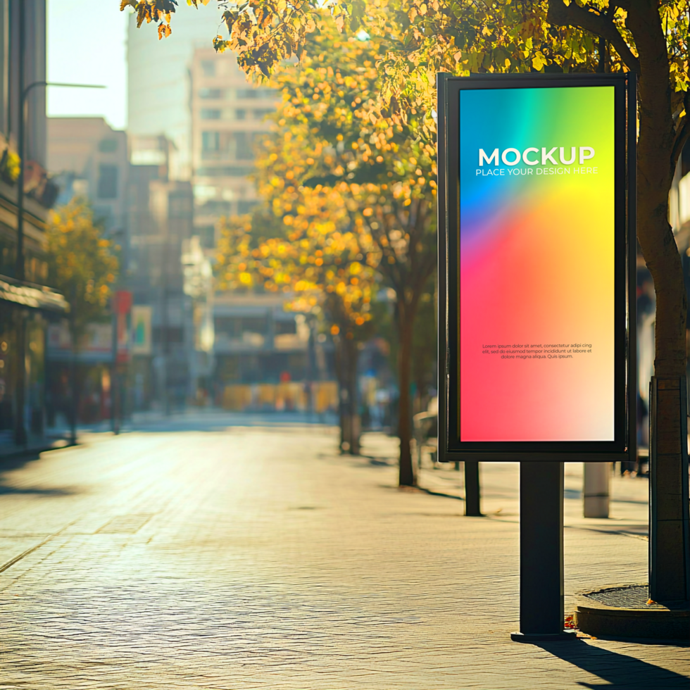 City Street Billboard Mockup Advertising Urban Signage Outdoor Media Autumn Setting psd