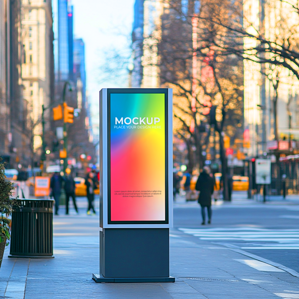 Vibrant Digital Billboard Advertising NYC Street Scene psd