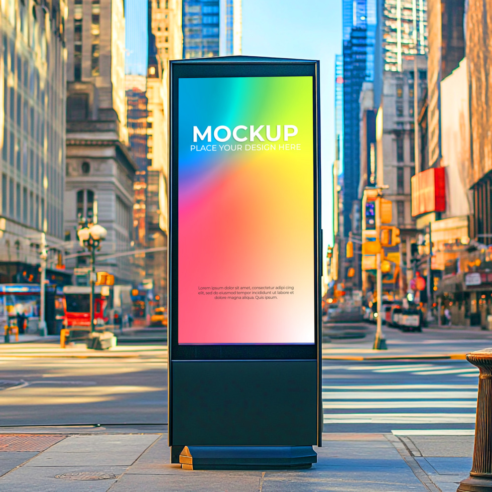 NYC Street Billboard Mockup Vibrant Display Ad Template psd