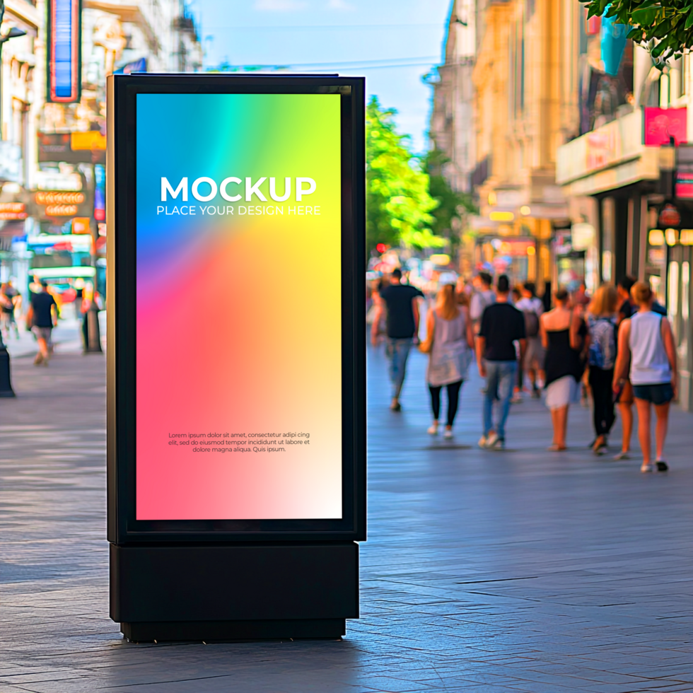 Outdoor Advertising Mockup Vibrant City Street Display Public Signage Urban Marketing Design psd