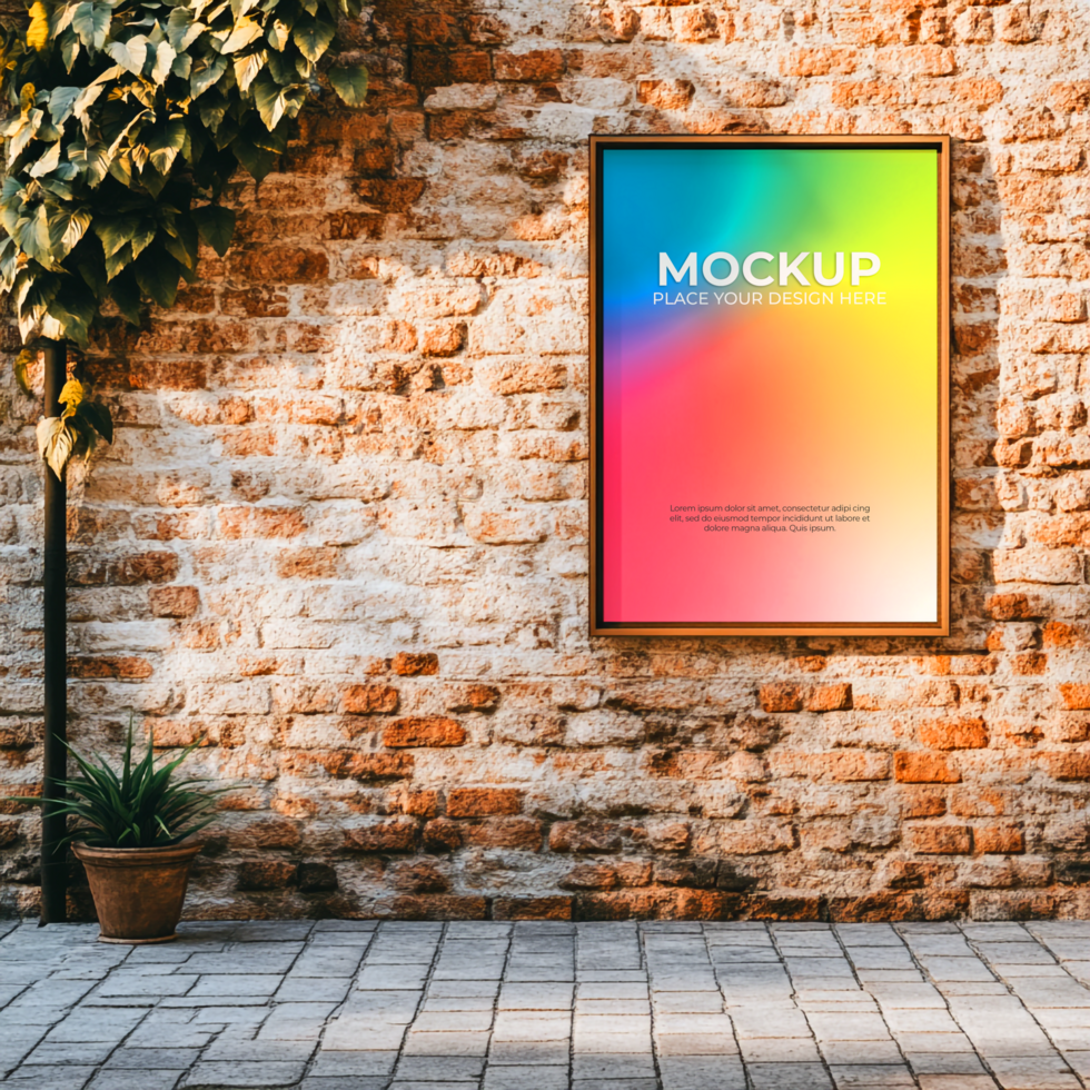 Vibrant Rainbow Gradient Poster Mockup Urban Street Wall Display Branding Marketing Presentation psd