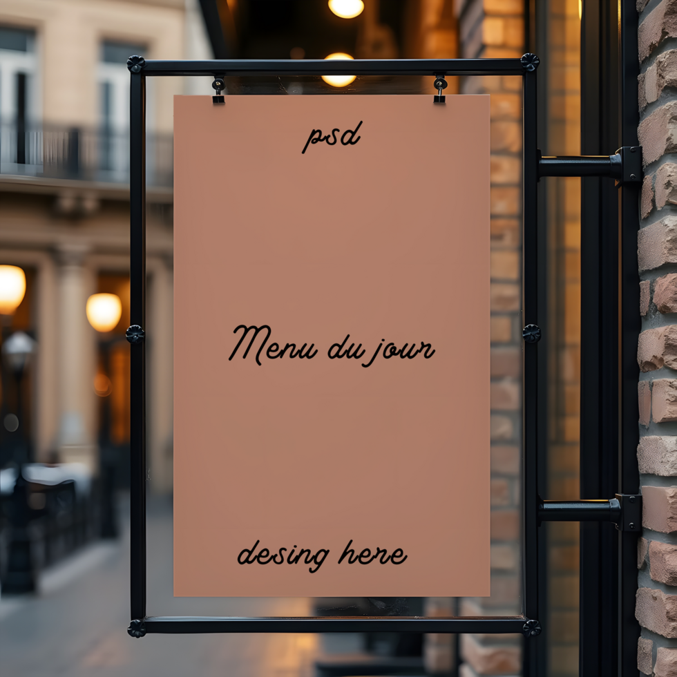 Hanging Signboard Mockup - Cafe Menu Display psd