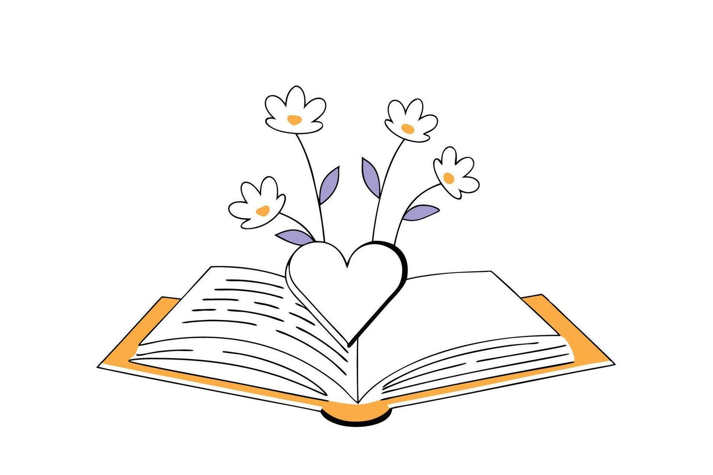Open book with floral illustrations design featuring vibrant flowers and leaves vector