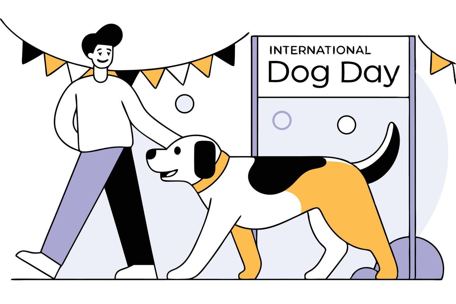 International dog day design featuring a man and dog celebrating august 26th vector