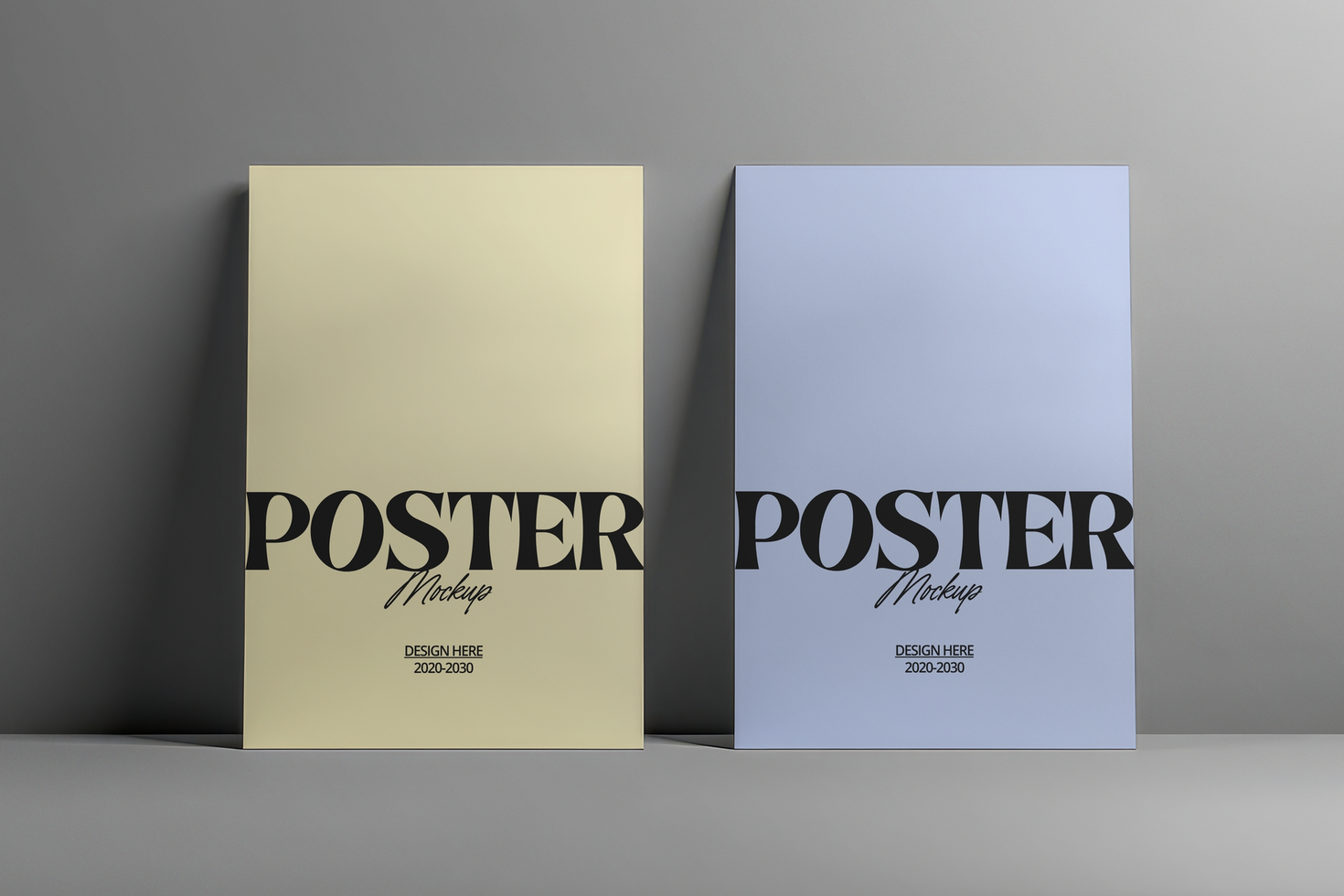 Two Vertical Posters Mockup Against a Wall psd