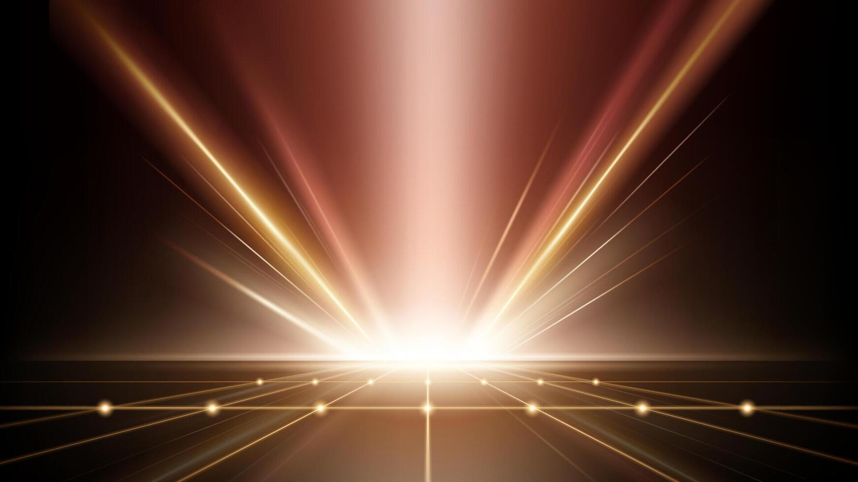 Abstract background with glowing gold light rays, luxury award ceremony event design. vector
