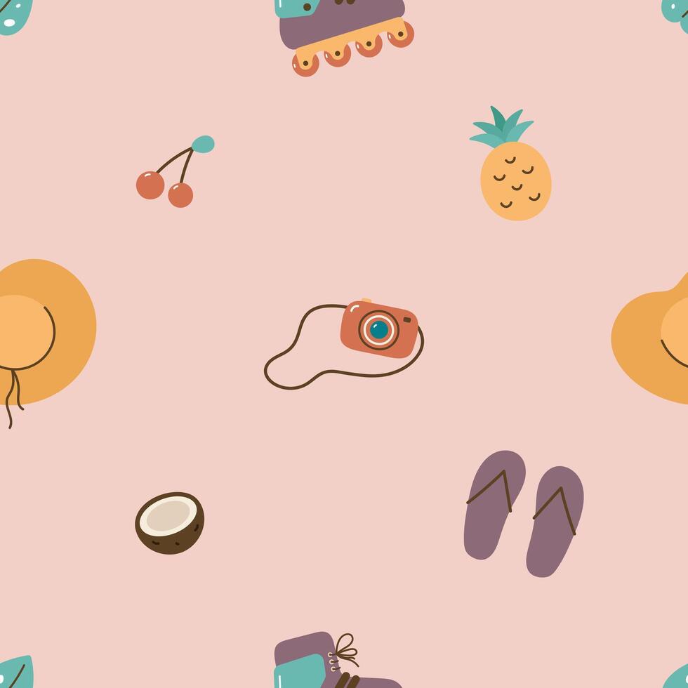 Seamless summer pattern. Summer background. For card, posters, banners, books, printing on the pack, clothes, fabric, wallpaper, textile or dishes vector