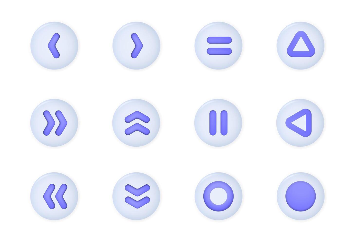Volumetric buttons with shadows indicating direction, isolated on a white background. vector